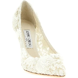 Beige Tencel High Heel Pumps