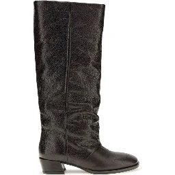 Brown Calf Leather Bos Taurus Flat Boots