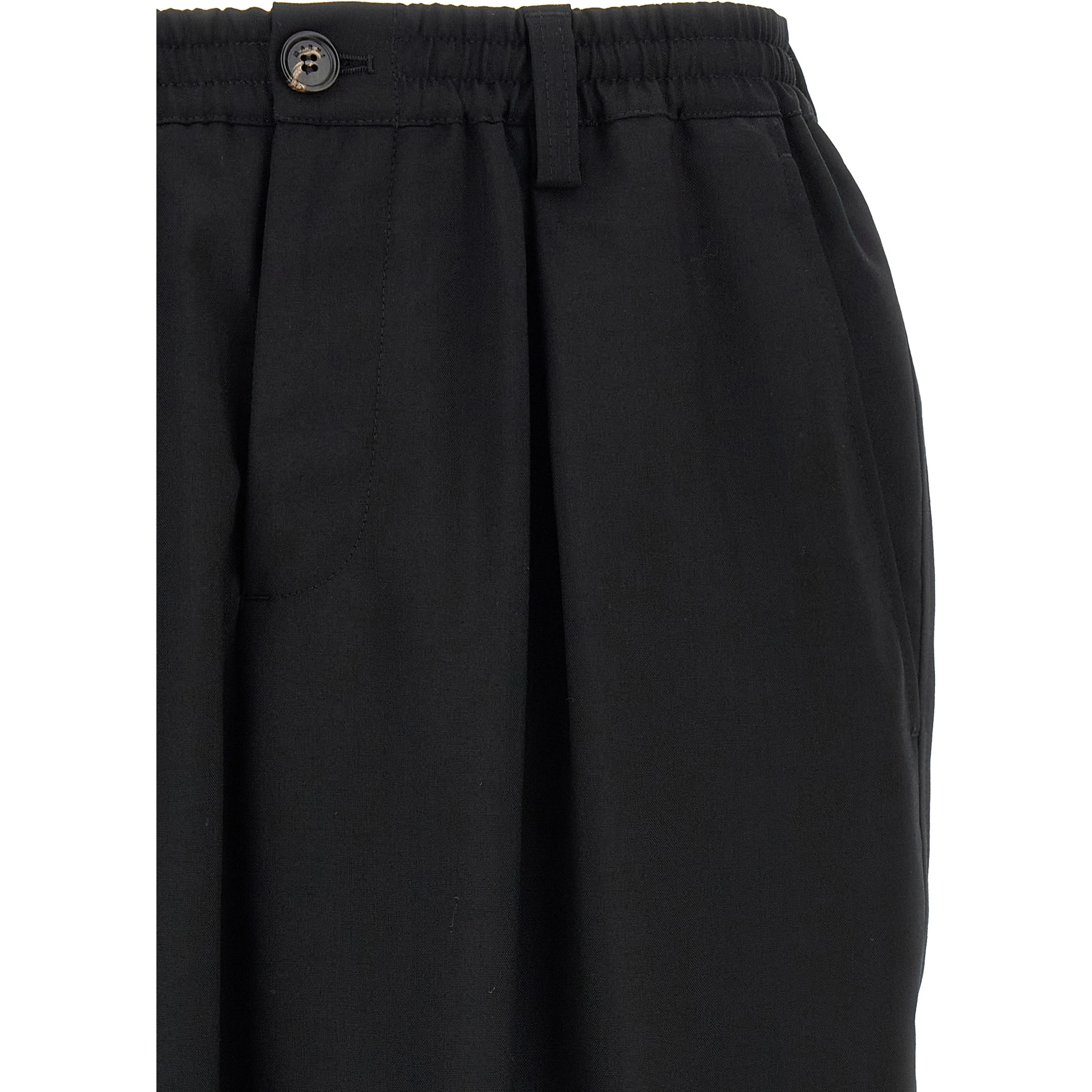 Black Virgin Wool Cropped Pants