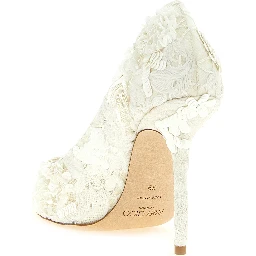 Beige Tencel High Heel Pumps