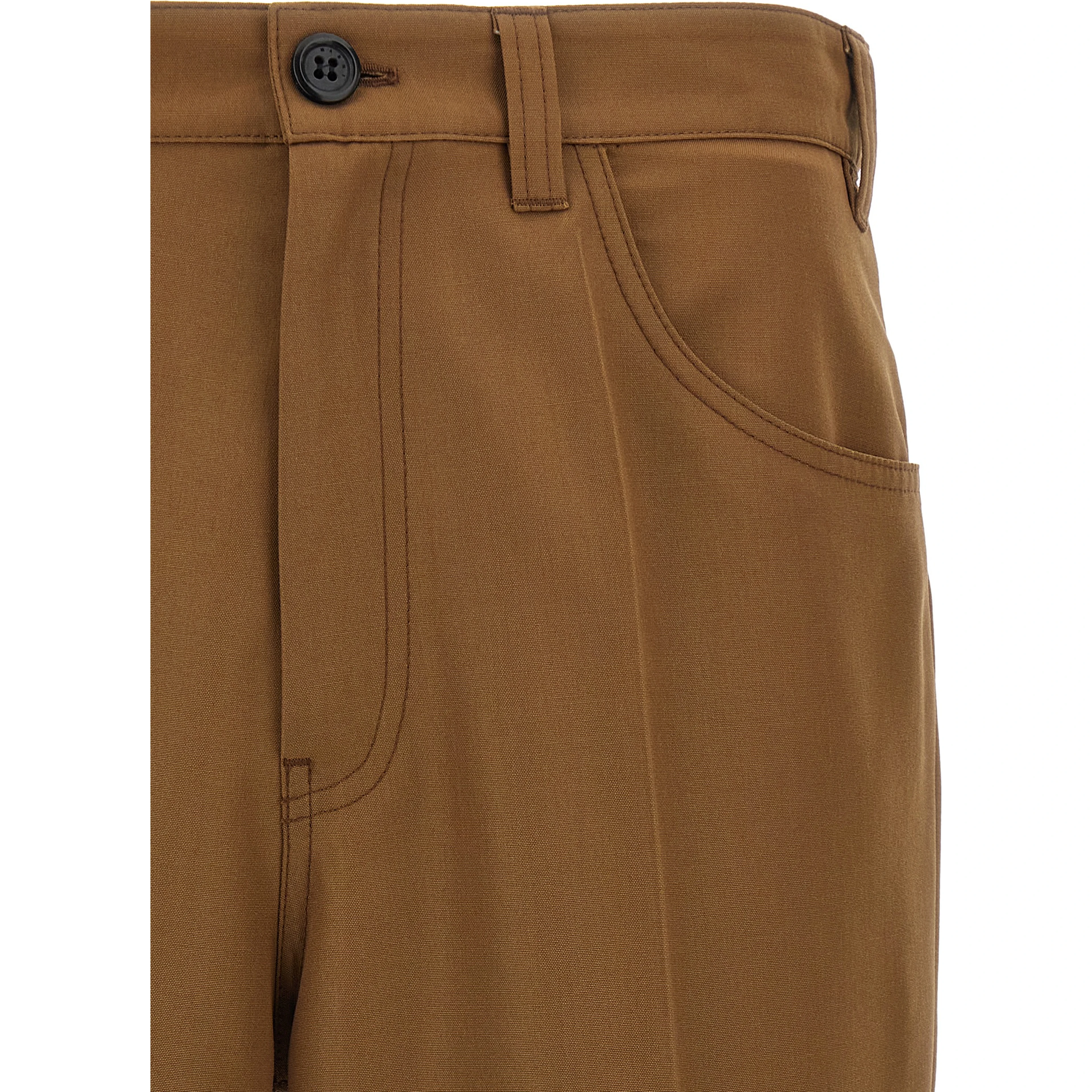 Brown Virgin Wool Casual Pants