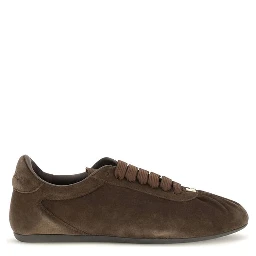 Brown Suede Leather Low Top Sneakers
