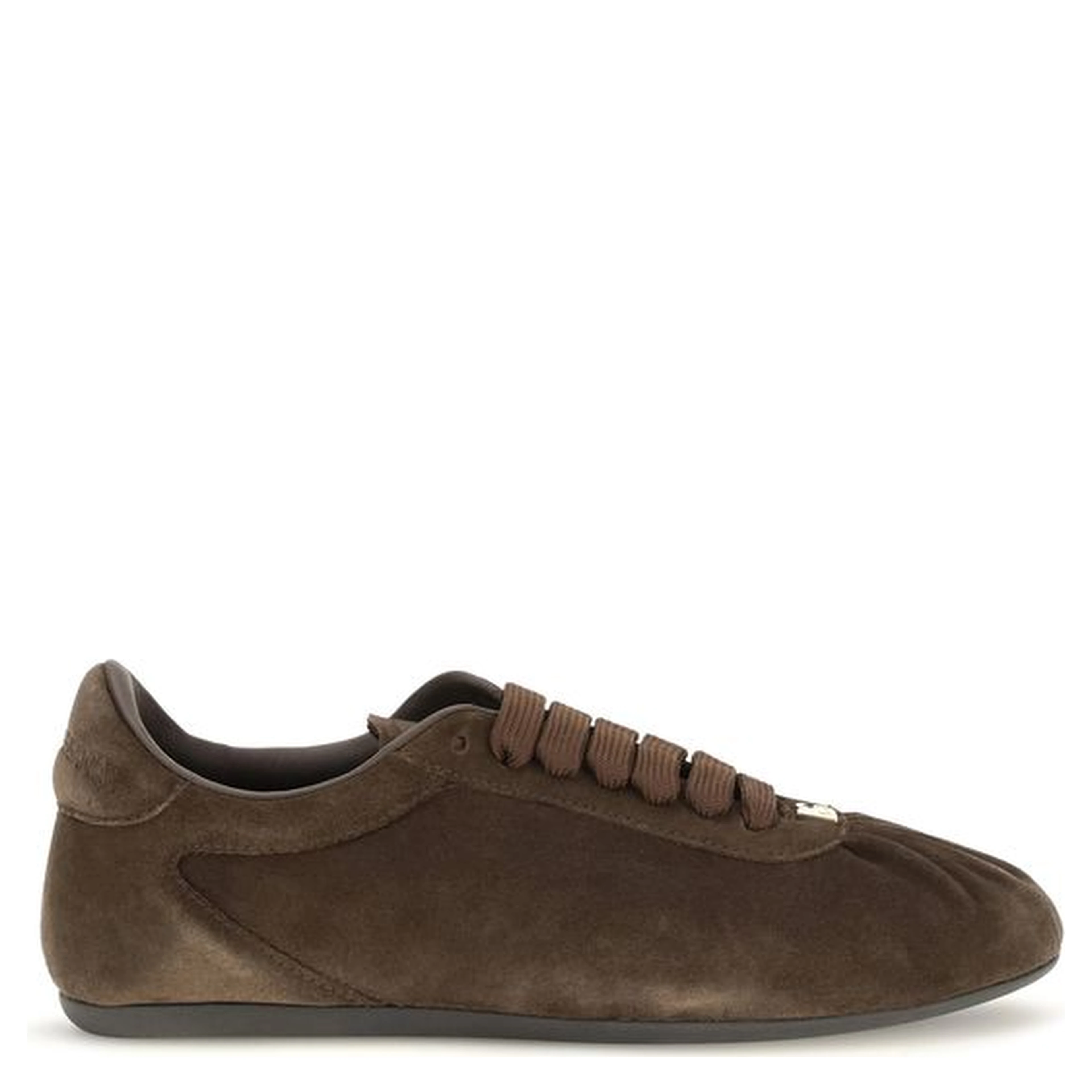 Brown Suede Leather Low Top Sneakers