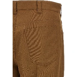 Brown Virgin Wool Casual Pants
