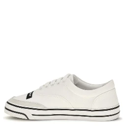 White Cotton Low Top Sneakers