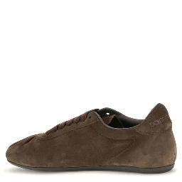 Brown Suede Leather Low Top Sneakers