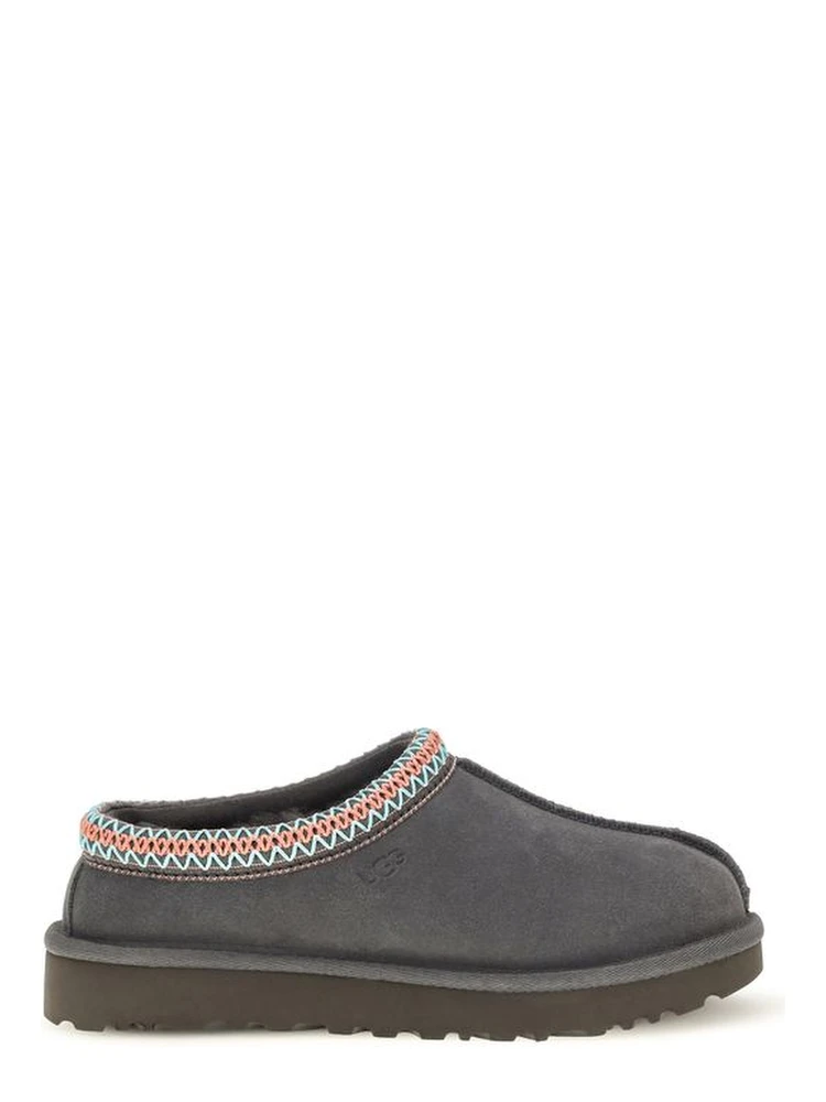 Gray Leather Mules
