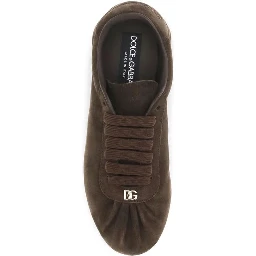 Brown Suede Leather Low Top Sneakers