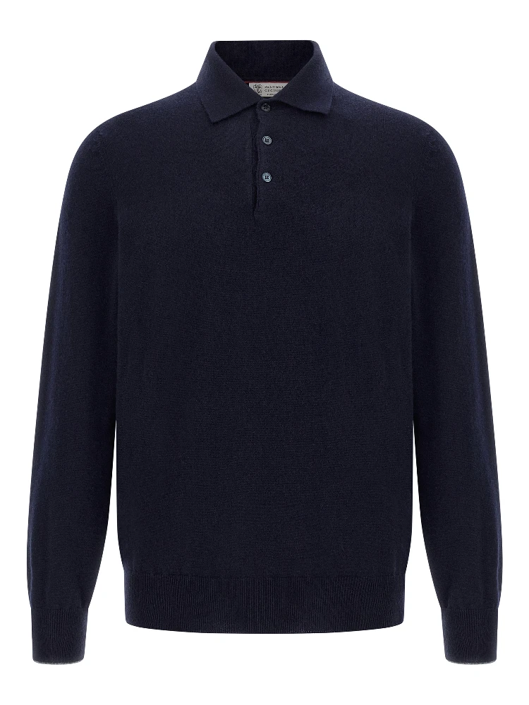 Blue Cashmere Polo Shirt