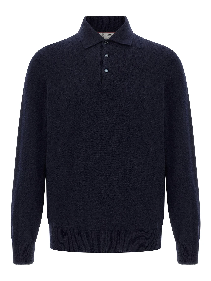 Blue Cashmere Polo Shirt