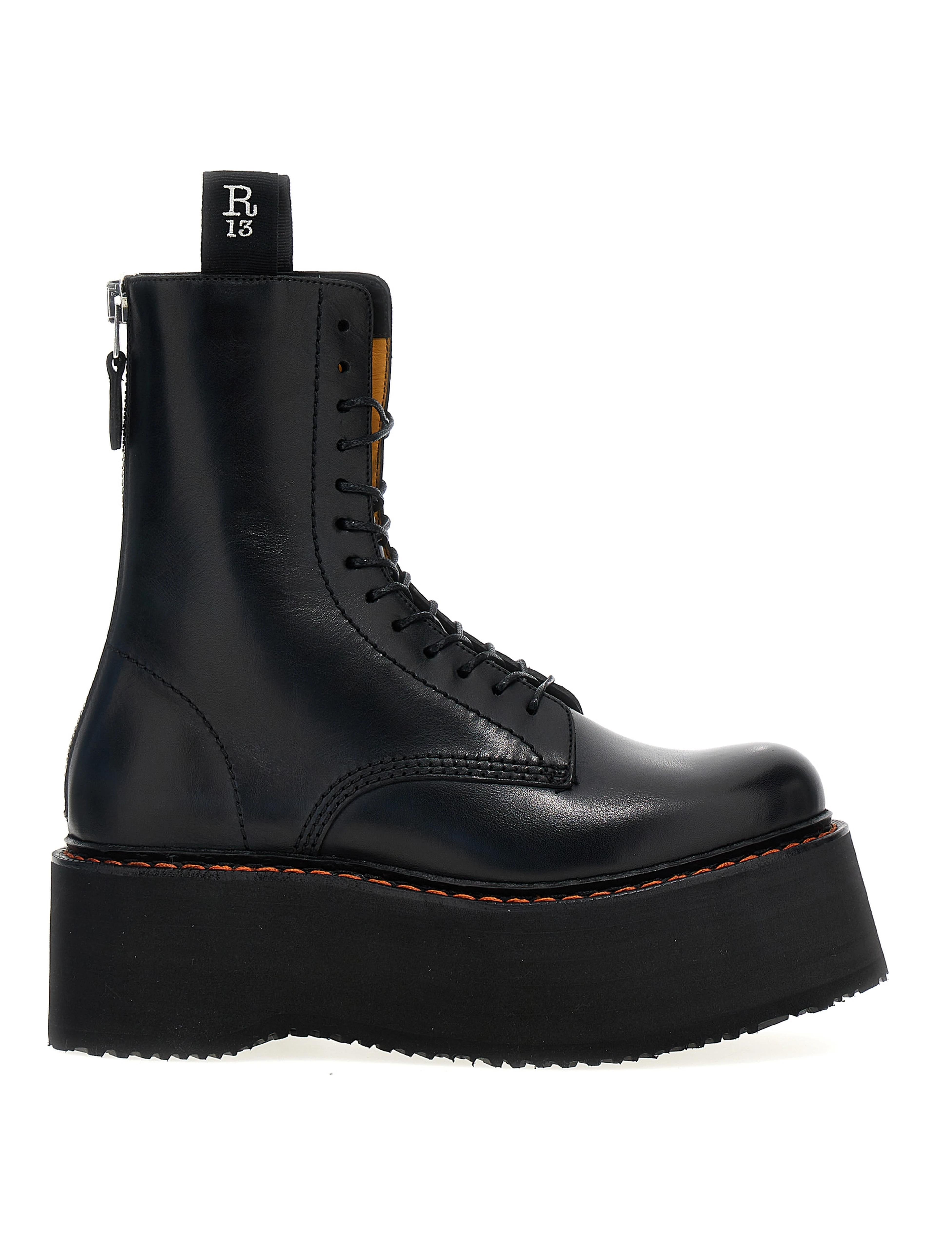 Black Cowhide Lace-Up Boots