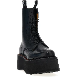 Black Cowhide Lace-Up Boots