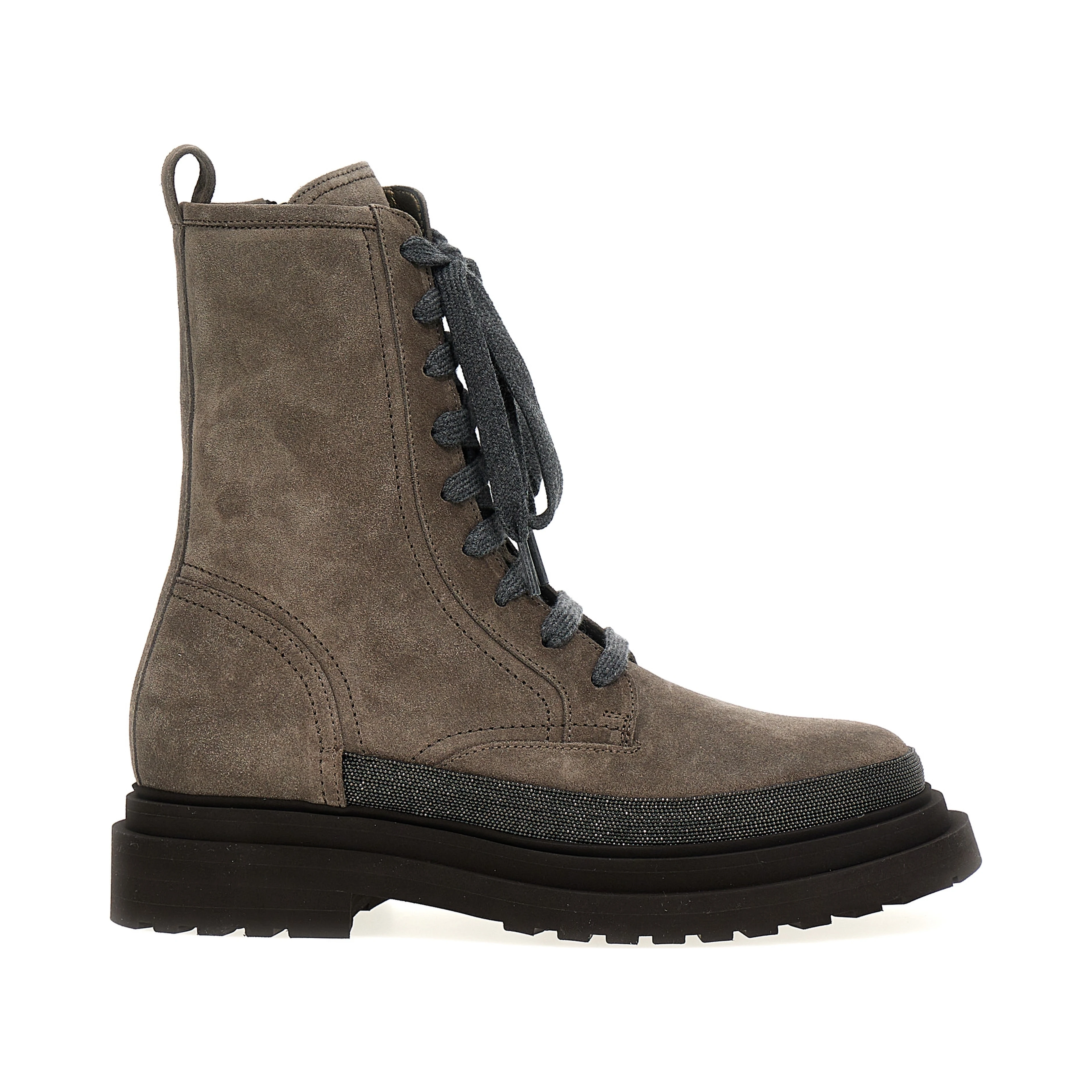 Gray Leather Ankle Boots