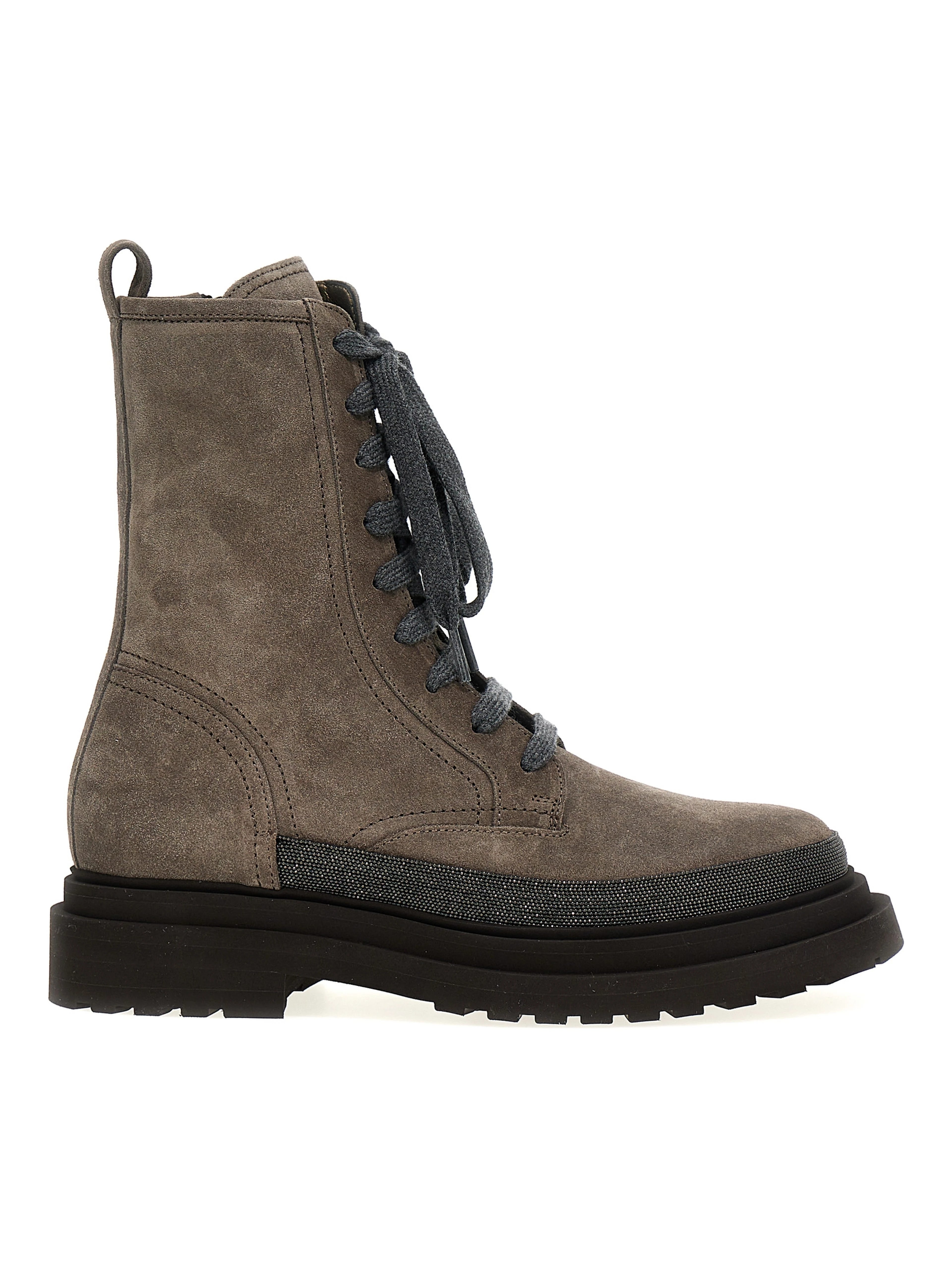 Gray Leather Ankle Boots