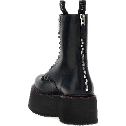 Black Cowhide Lace-Up Boots