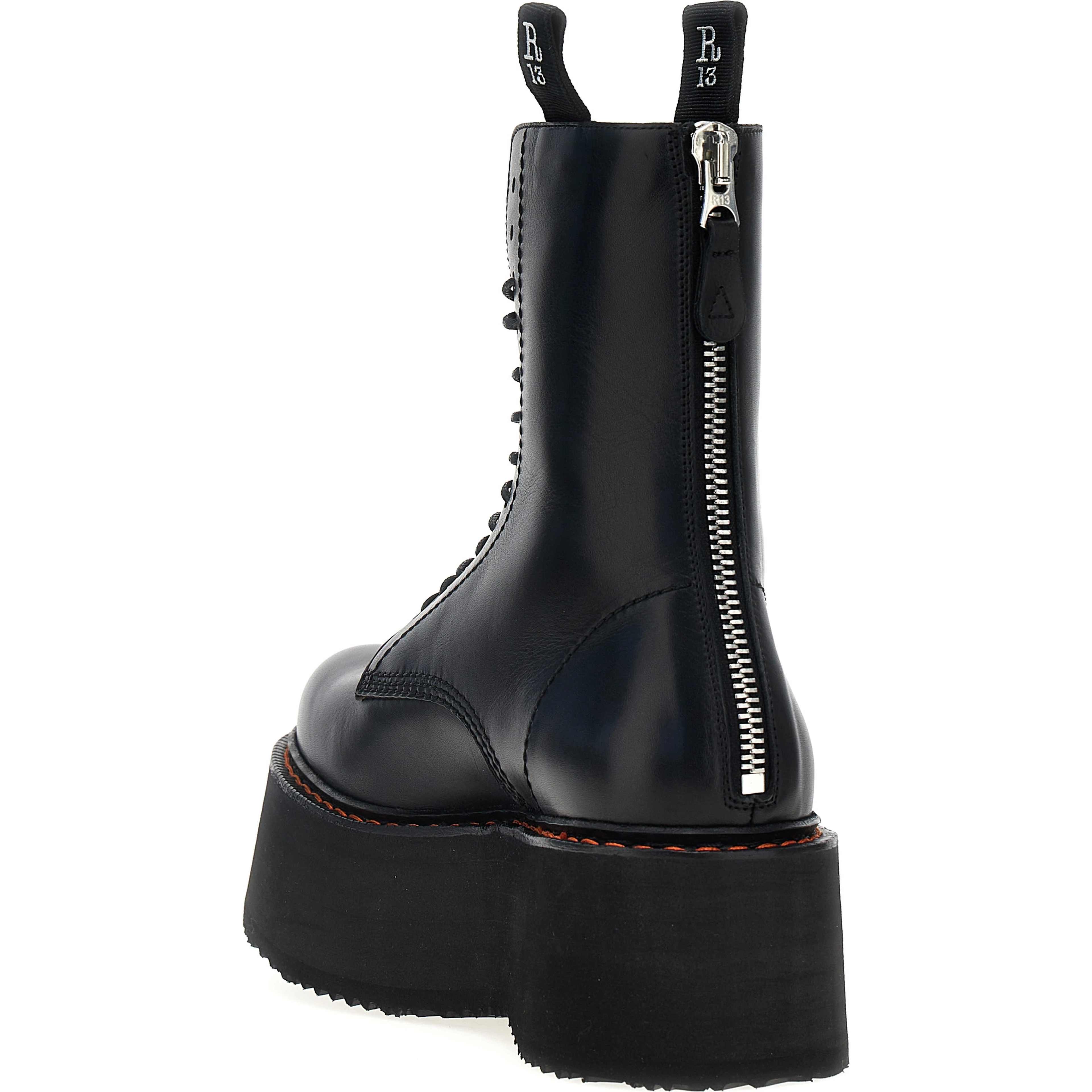 Black Cowhide Lace-Up Boots