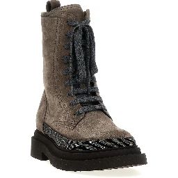 Gray Leather Ankle Boots