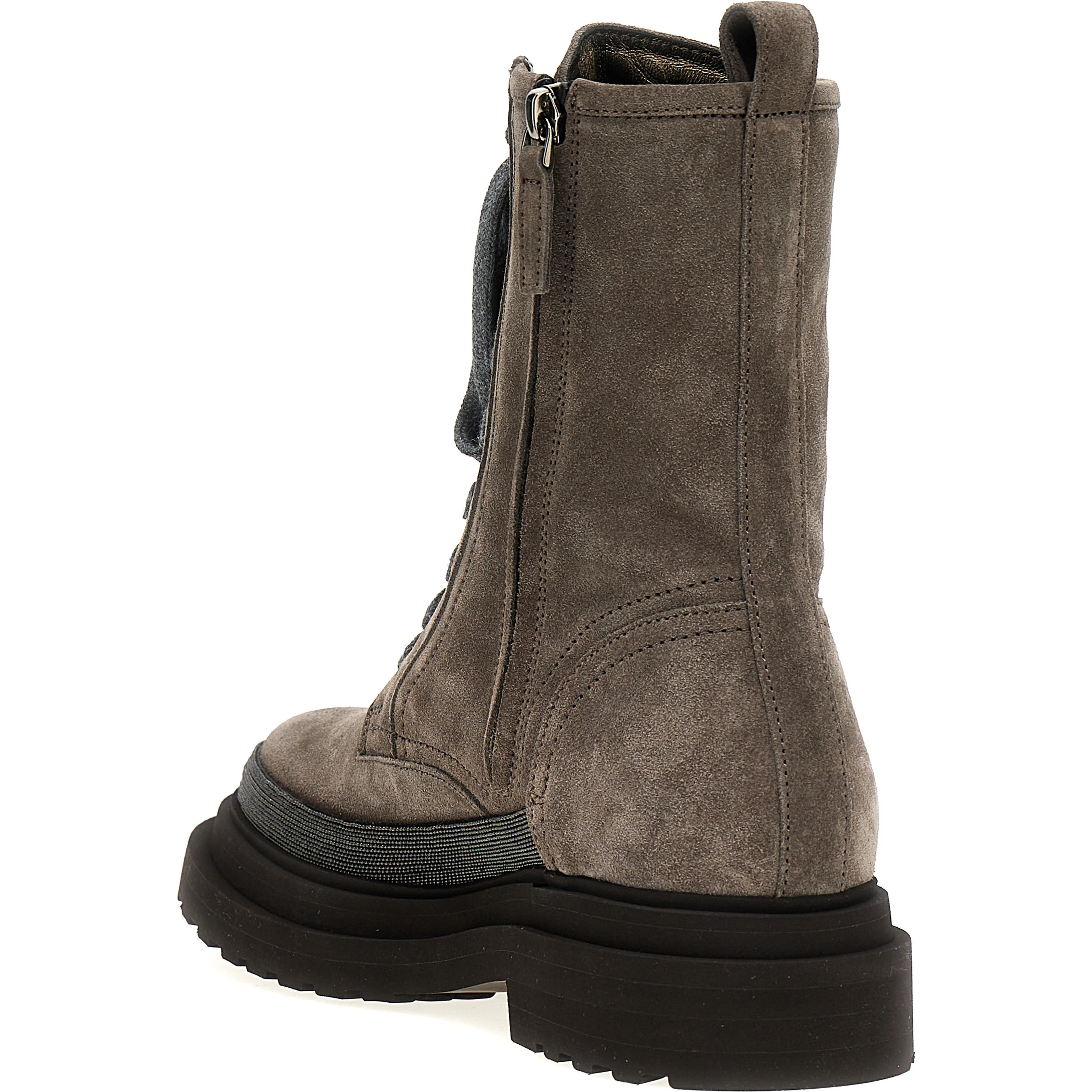 Gray Leather Ankle Boots