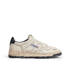 Sneakers Super Vintage Low In Pelle Di Capra Imbottita Effetto Crack
