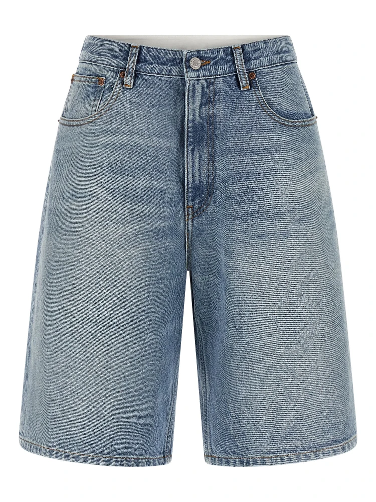 Blue Cotton Bermuda Shorts