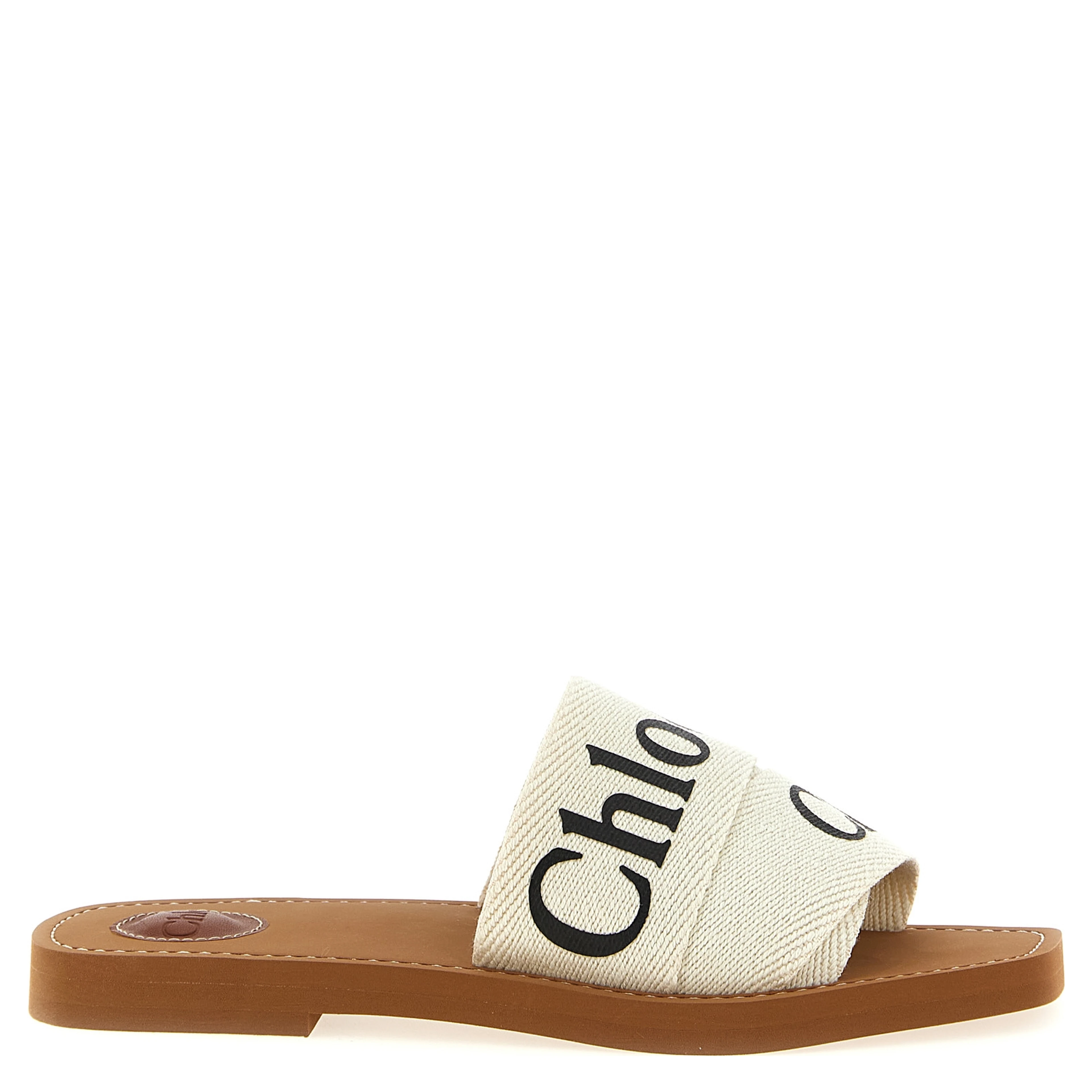 White Linen Flat Sandals