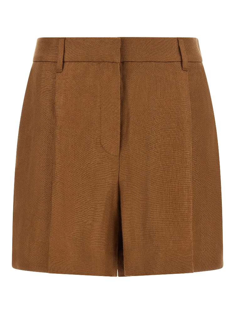 Brown Linen Bermuda Shorts
