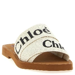 White Linen Flat Sandals