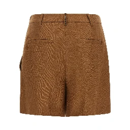 Brown Linen Bermuda Shorts