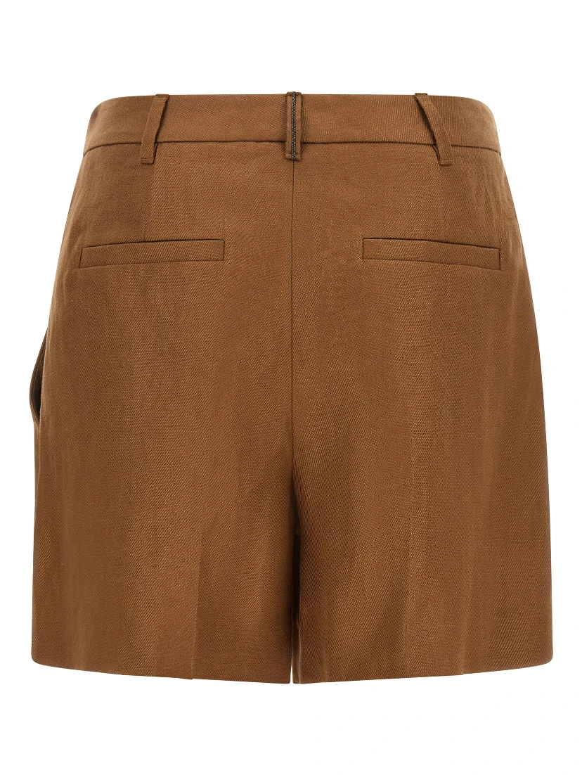 Brown Linen Bermuda Shorts