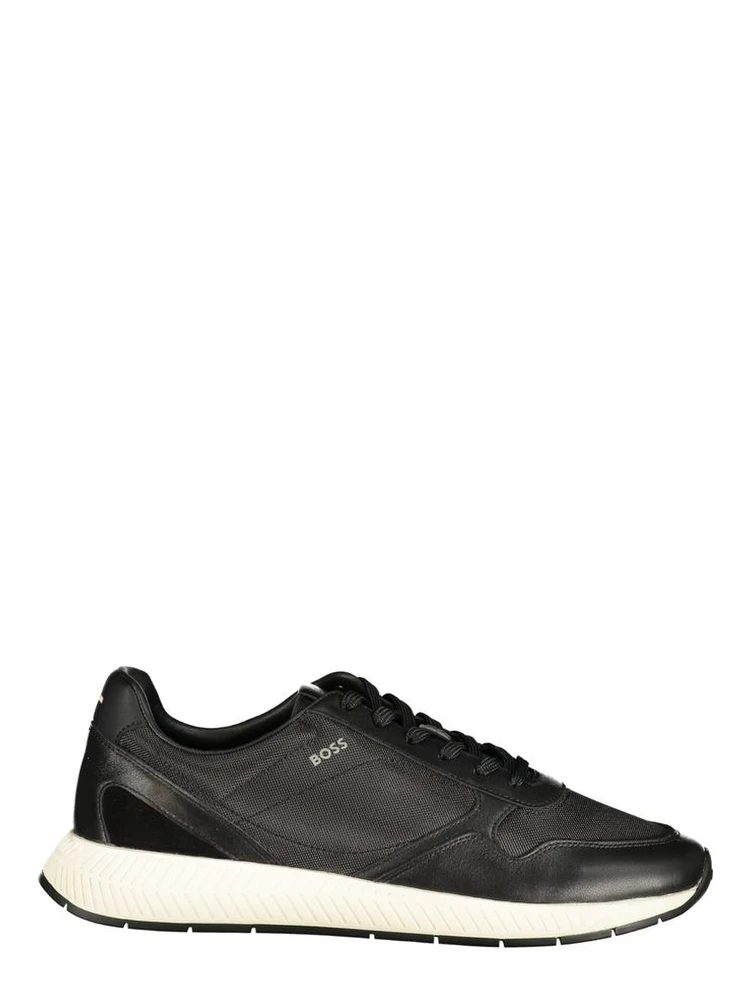Black Polyester Men's Sneaker