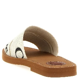 White Linen Flat Sandals