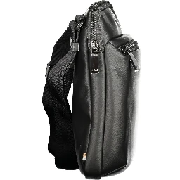 Black Polyurethane Men's Shoulder Bag
