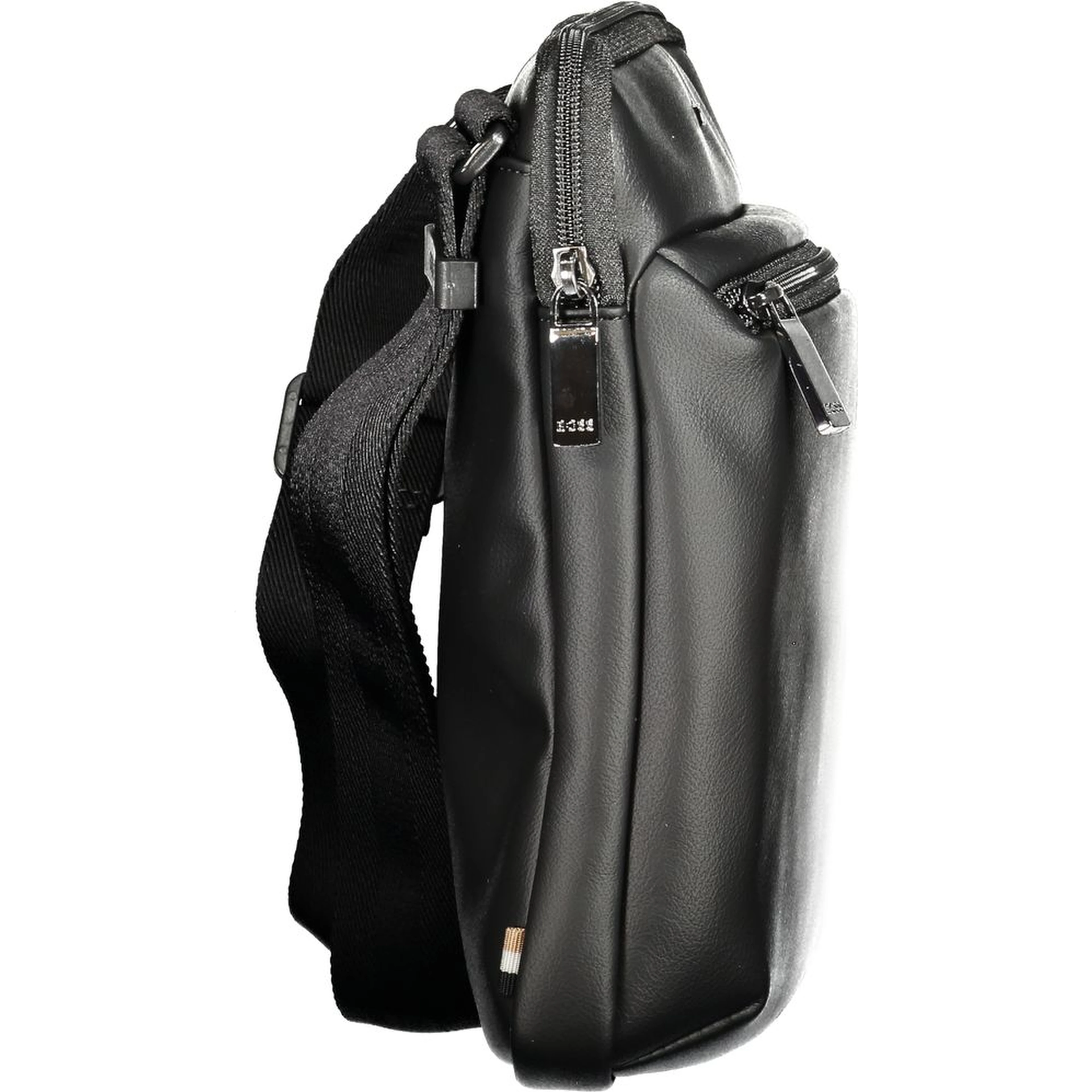 Black Polyurethane Men's Shoulder Bag