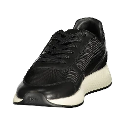 Black Polyester Men's Sneaker