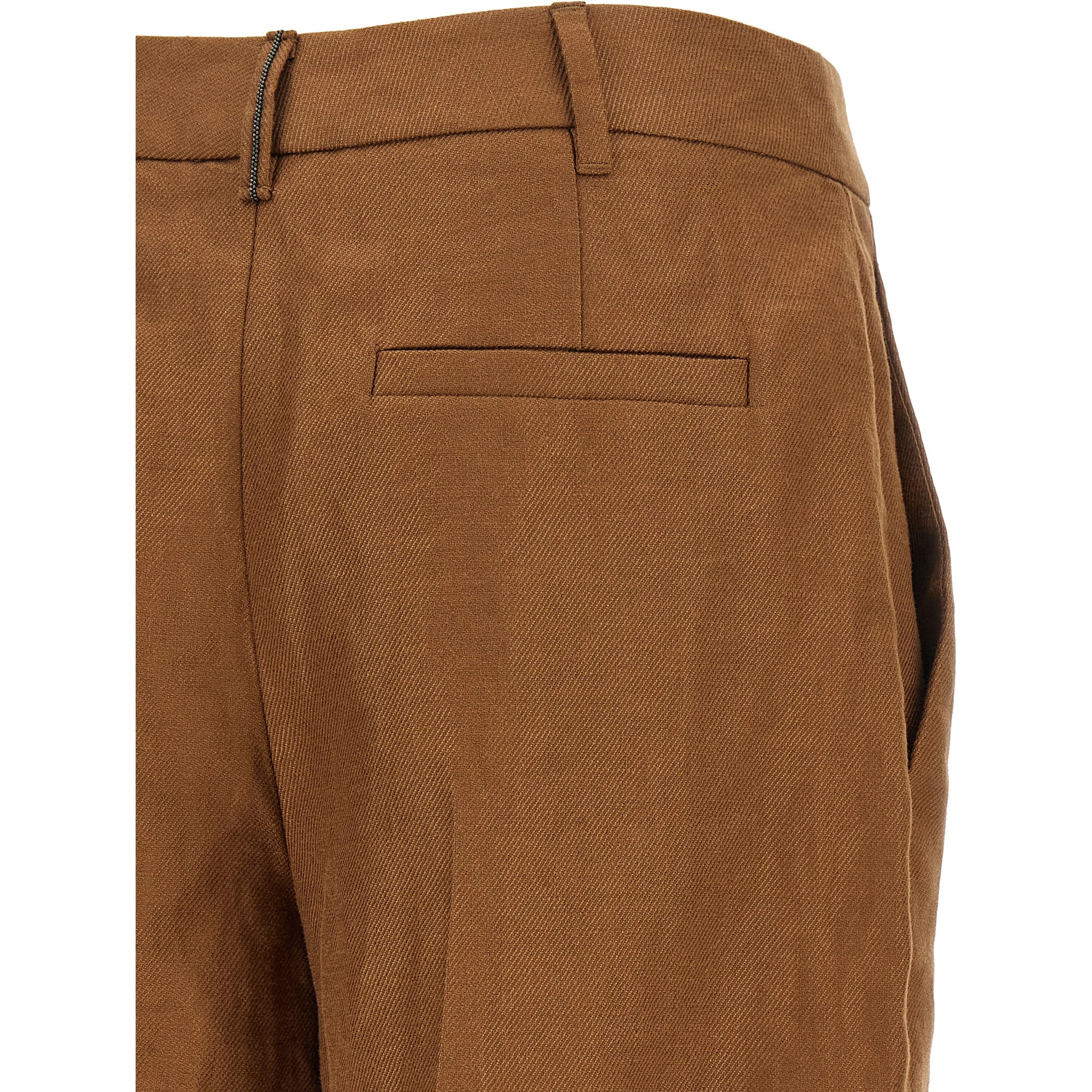 Brown Linen Bermuda Shorts