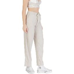 Beige Viscose Casual Pants