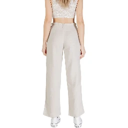 Beige Viscose Casual Pants