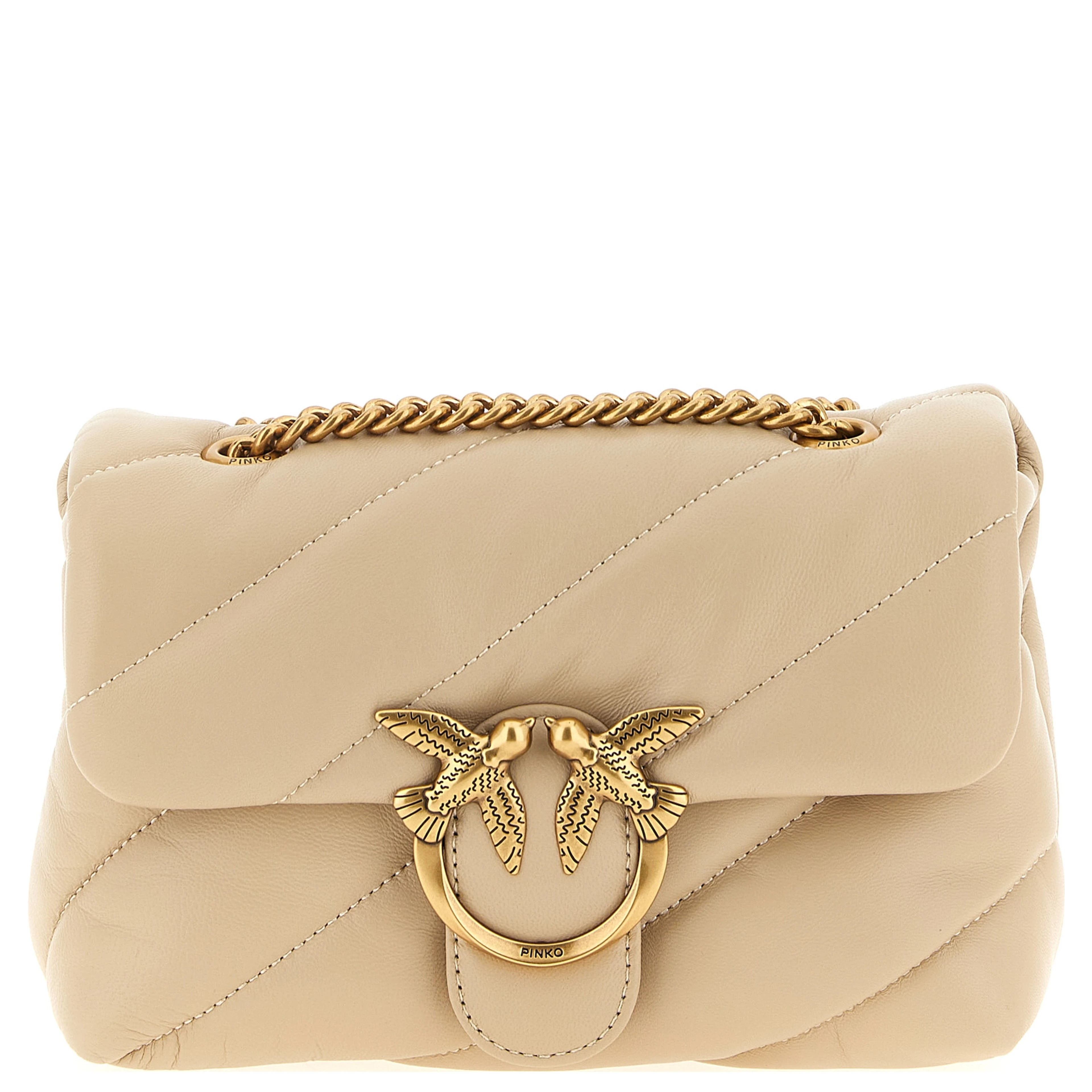 Beige Lambskin Crossbody Bag
