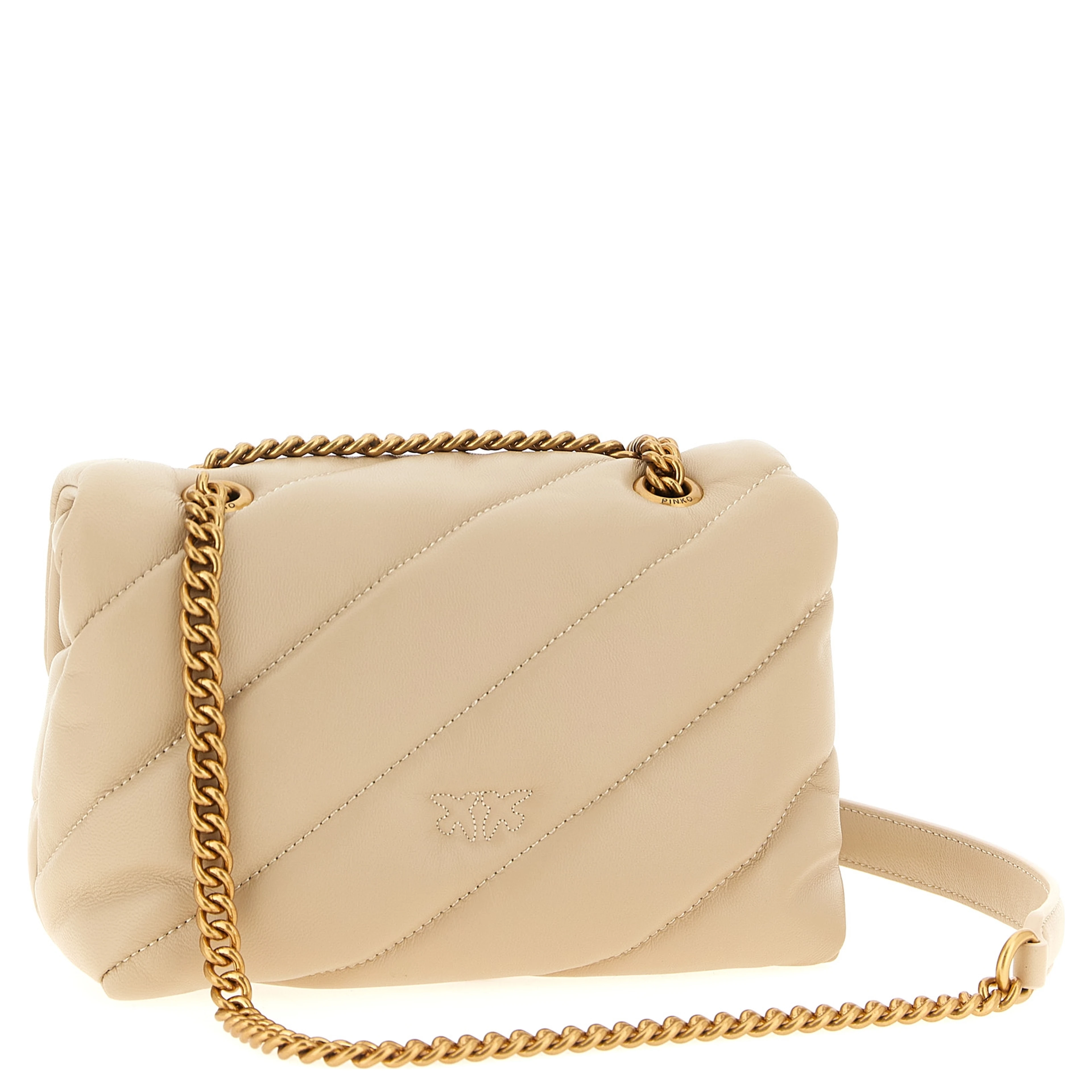 Beige Lambskin Crossbody Bag