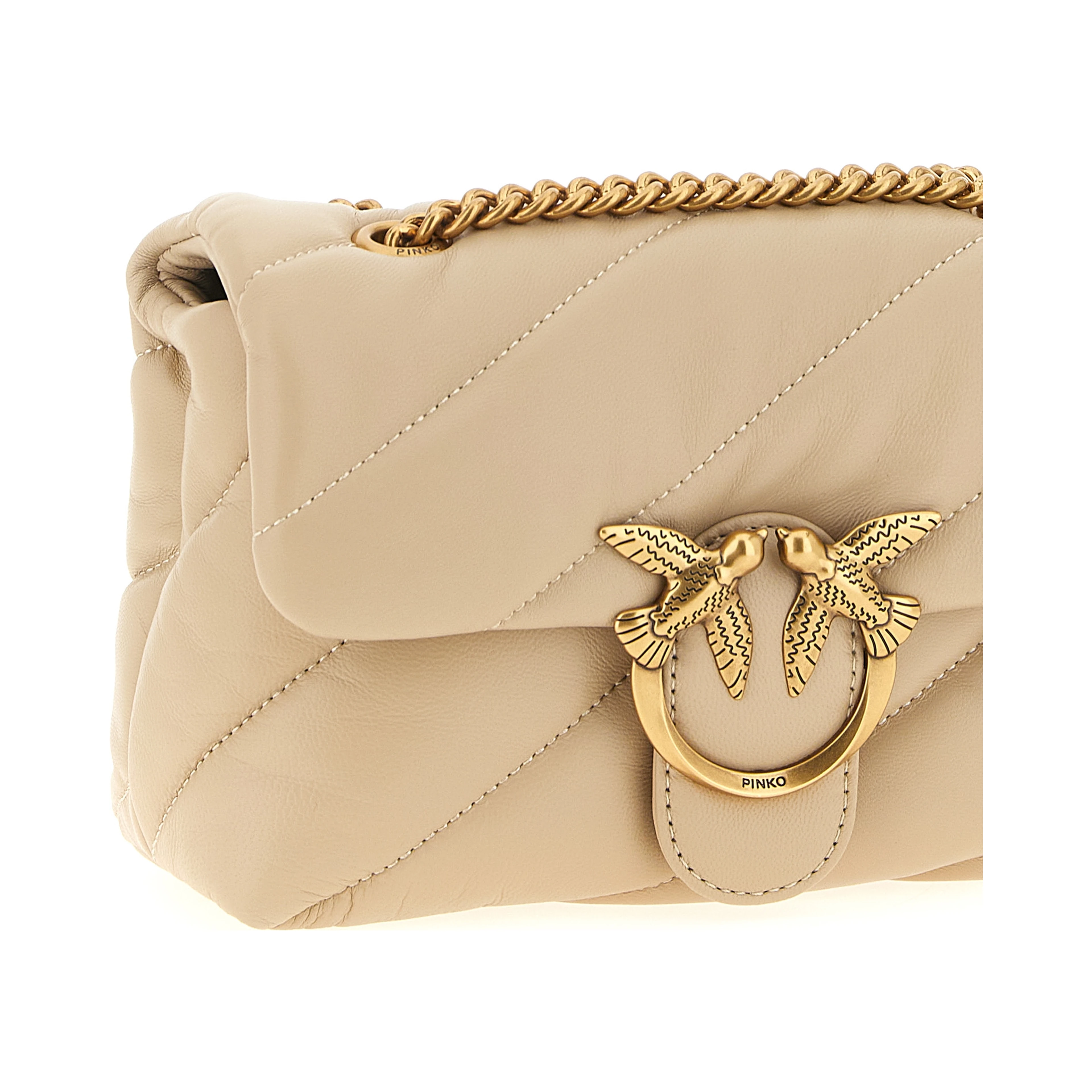 Beige Lambskin Crossbody Bag