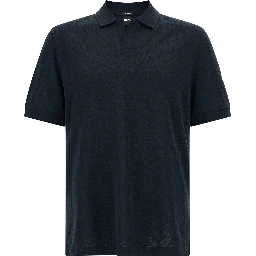 Blue Cotton Polo Shirt