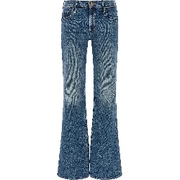 Blue Cotton Bootcut Jeans