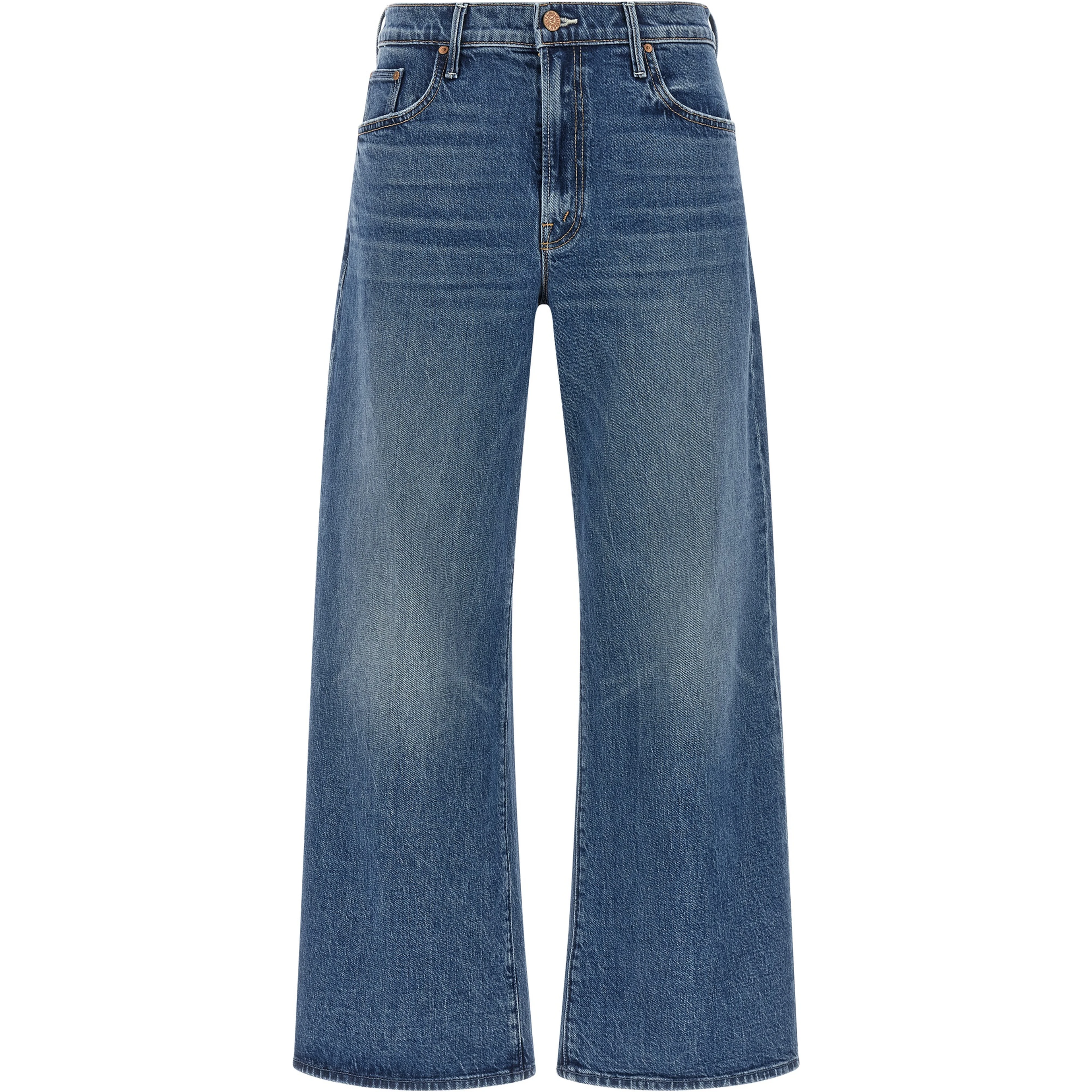 Blue Cotton Cropped Jeans