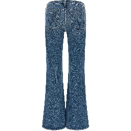 Blue Cotton Bootcut Jeans