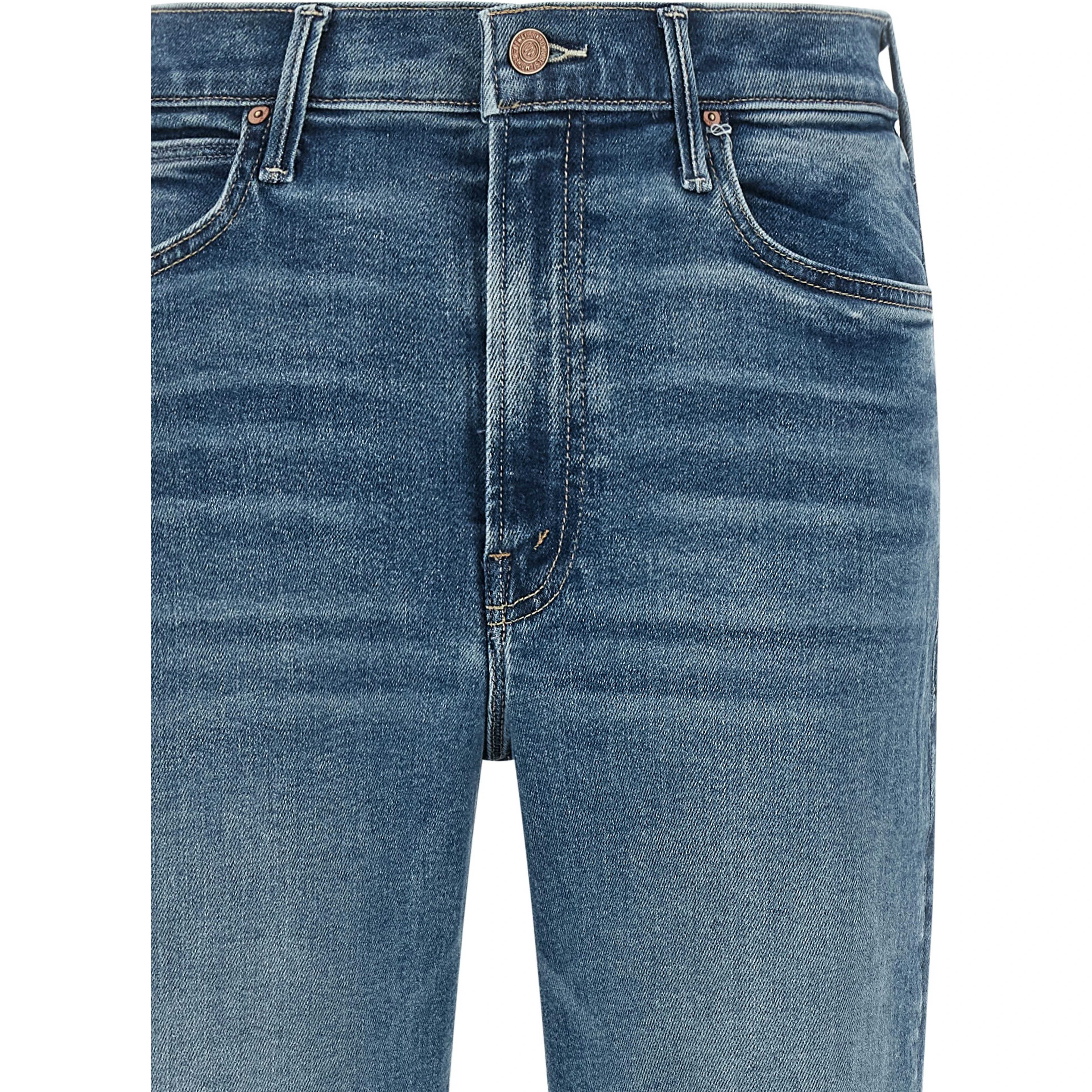 Blue Cotton Flared Jeans