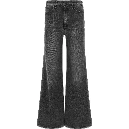 Gray Cotton Flared Jeans