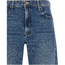 Blue Cotton Cropped Jeans