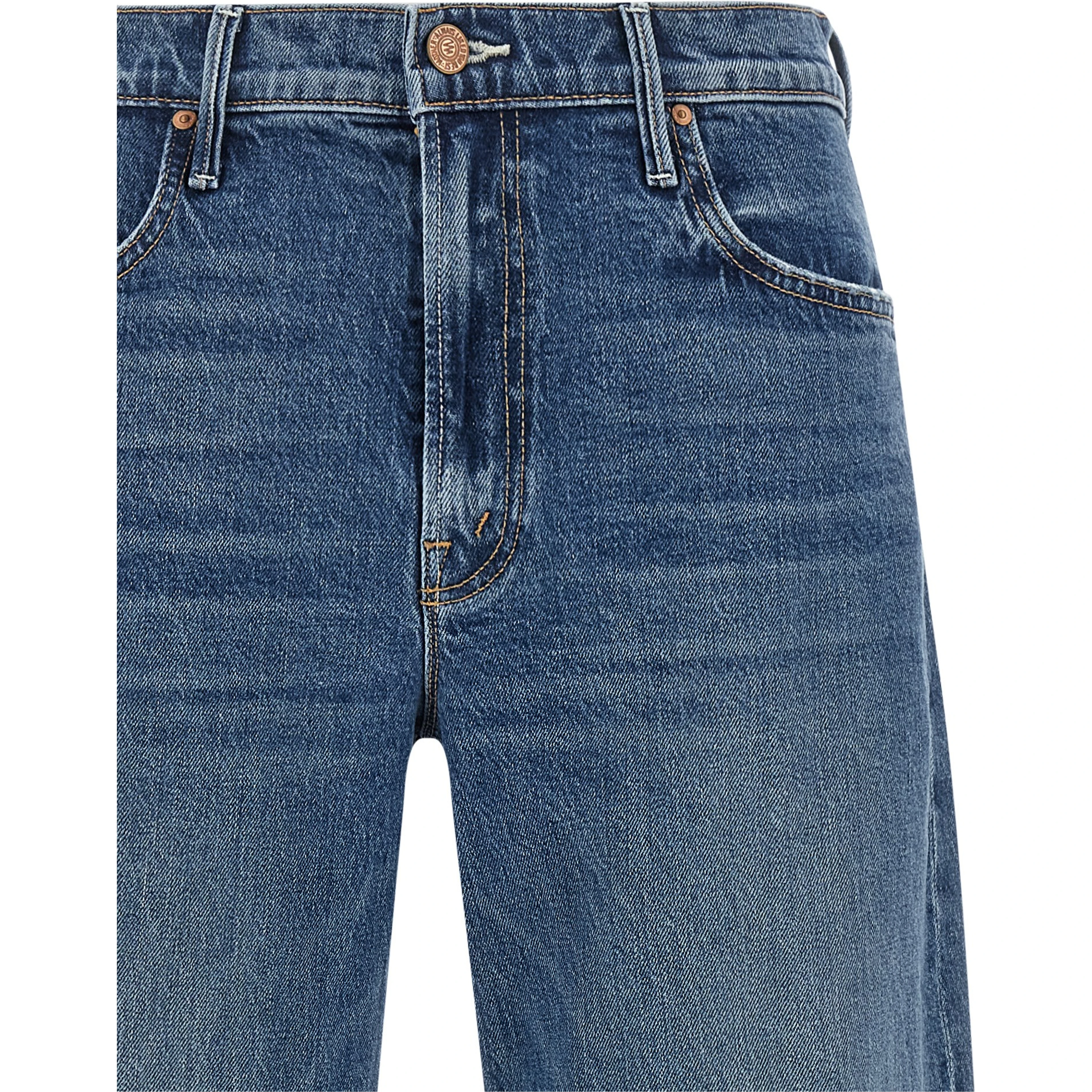 Blue Cotton Cropped Jeans