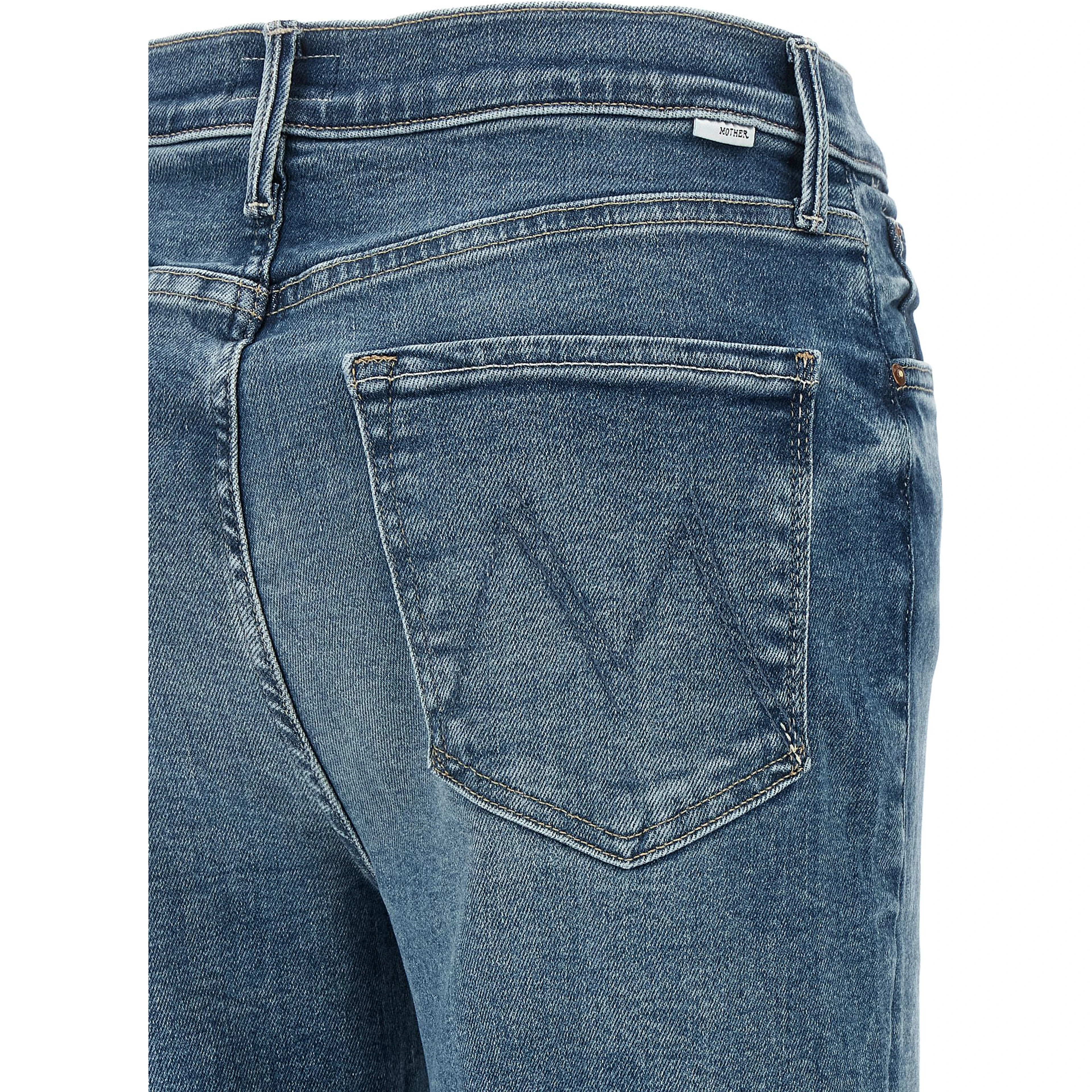 Blue Cotton Flared Jeans