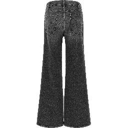 Gray Cotton Flared Jeans